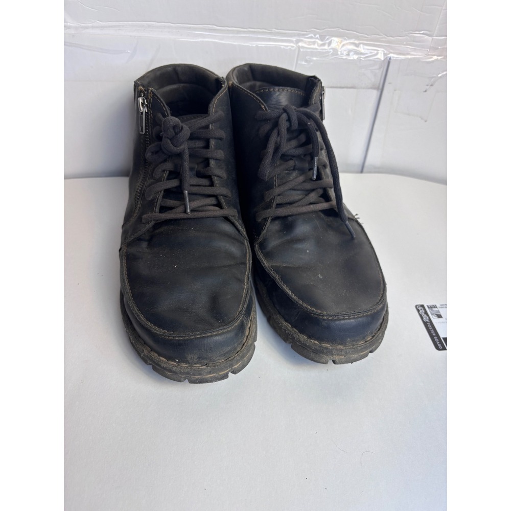 Born Mens H64503 Black Leather Side Zip Moc Toe Chukka Boots Size 12/45